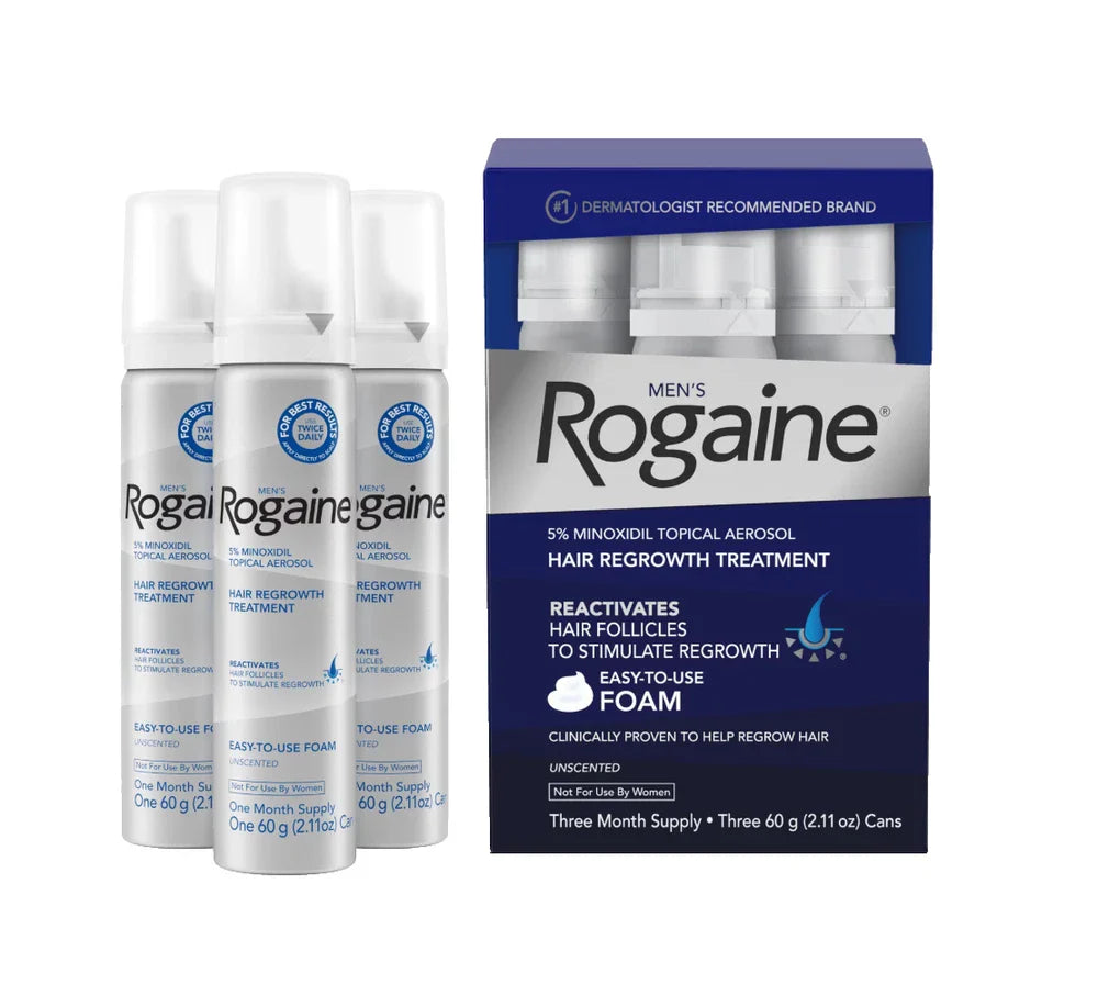 Men's Rogaine 5% Minoxidil Extra Strength Foam | 3-Month Supply | 3 x 60g