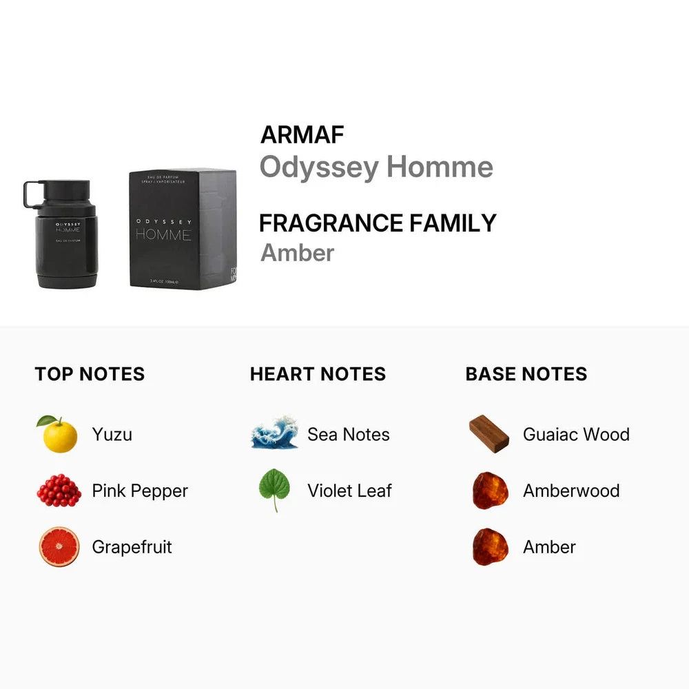 Armaf Odyssey Homme Eau de Parfum for Men – 3.4 oz / 100 ml